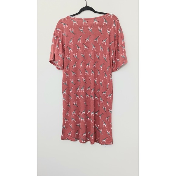 Comfort Code Cuddl Duds Nightgown Women's Size XS Red Giraffe Pockets Pull-on - Picture 2 of 12
